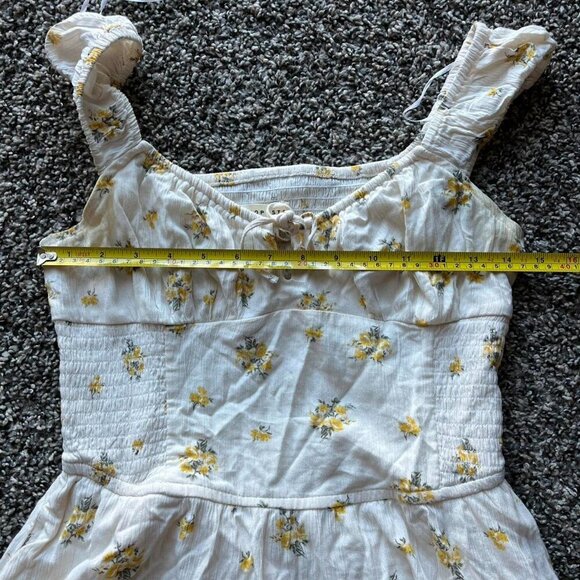 Aeropostale Floral Mini Dress Womens Medium White And Yellow Flower Flowy Dress - Picture 8 of 8
